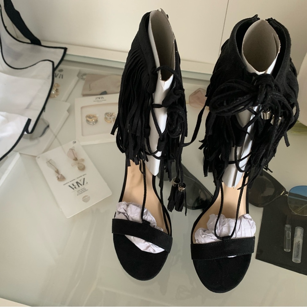Fringe Heeled Sandals